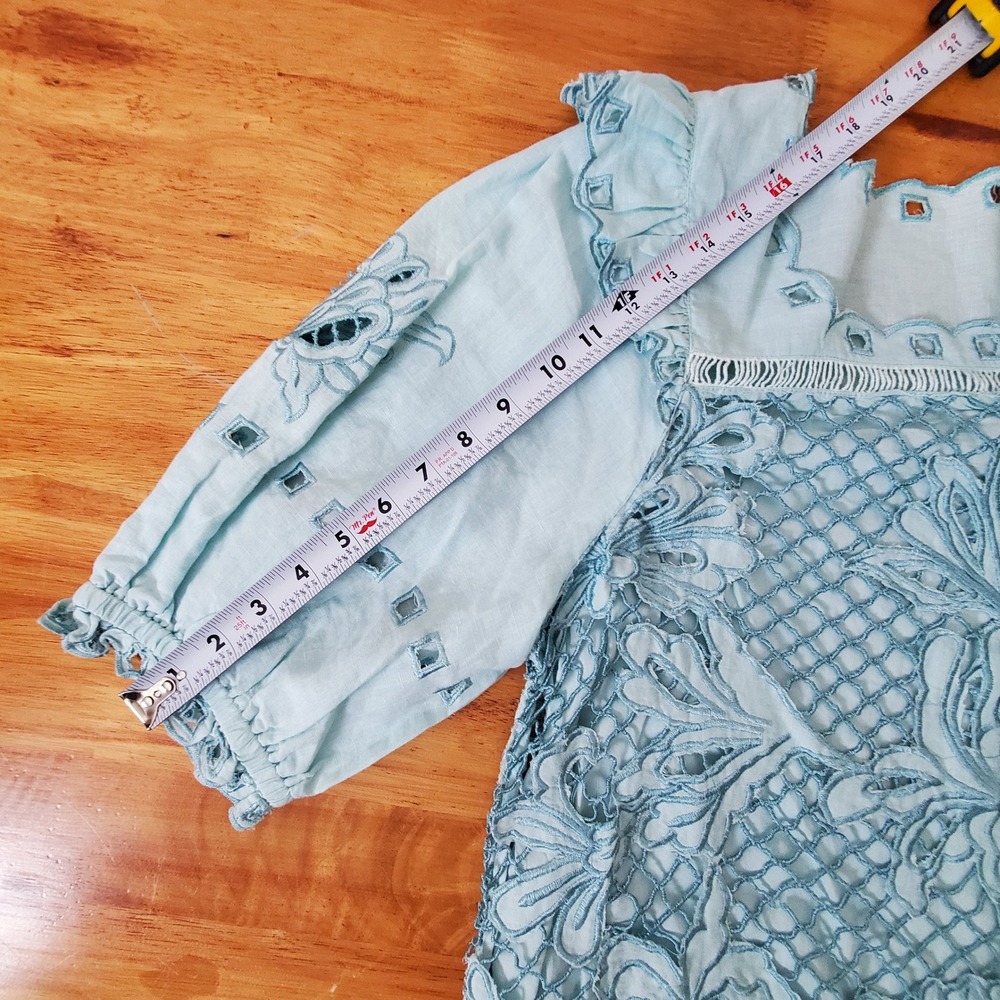 NWT Sundance Altai Gatherings Eyelet Lace Boho‎ Embroidered Cutout Blue Linen XL - Picture 4 of 8